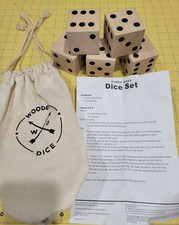 wooden jumbo dice set 5 wooden dice in canvas drawstring bag