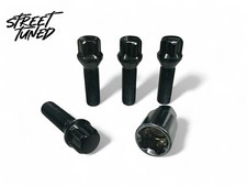Vw Audi M14x1.5 Black Locking Wheel Bolts 4550mm Tapered For 1520mm Spacers