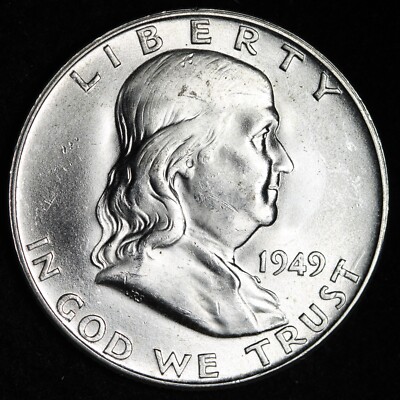 1949-D FBL Franklin Silver Half Dollar BU *UNCIRCULATED* MS E376 AMV