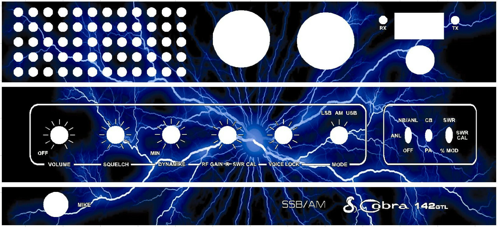 Cobra 142 GTL CB Radio Face Plate Graphic Decal Any Design Color