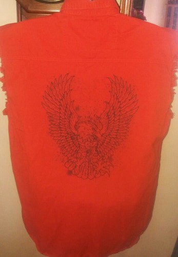 V twin motorcycle apparel orange eagle sleeveless Large shirt