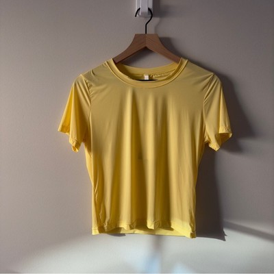 Fabletics Naked Feel Short Sleeve Tee Yellow Women's Top stretch crew neck solid