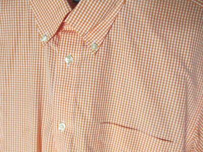 Orange Gingham Check Cotton Long Sleeve Button Down Mens M 15-15 1/2 Dress  Shirt | eBay