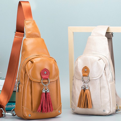 100% Genuino Cuero Para mujeres Bandolera con Correa Mochila Bolso de  Hombro Pecho | eBay