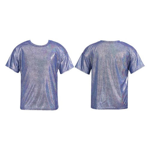 Girls Top Sparkly Metallic Shiny Loose T-Shirts for Dance Performance Costume - Picture 5 of 82