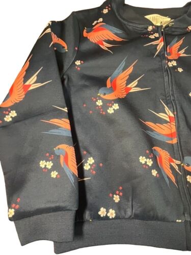 H & M Jacket 4 Blue Floral Boho Festive Holiday Preppy Retro Tropical 80s - Picture 3 of 10