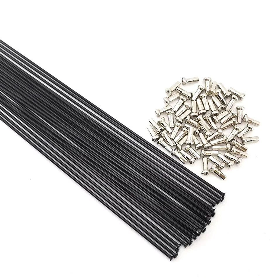 Radios de bicicleta de acero inoxidable de longitud personalizada J-BEND de tracción recta con pezones Foto 4 de 4