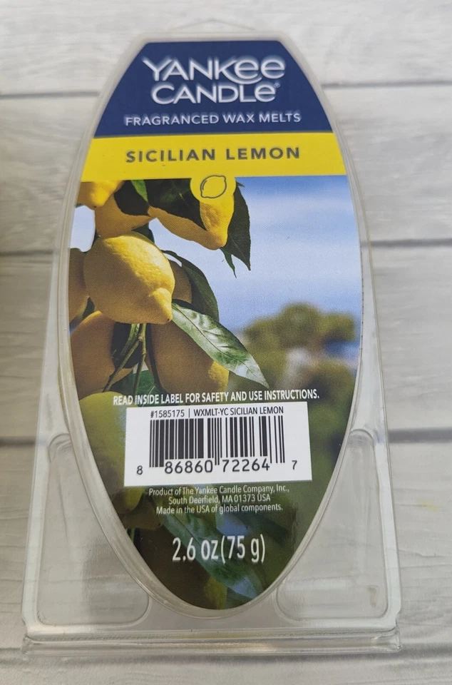 Lote de 2 novas na caixa Yankee Candle cera perfumada limão siciliano derrete 2,6 oz - Imagem 3 de 3