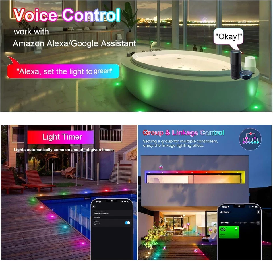 10pcs Φ1.22" RGB Color Chasing Recessed Deck Lights Low Voltage Waterproof - Image 4 of 4