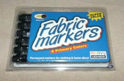 Fabric Markers Marvy Primary Colors Brush Tips Permanent Pkg of 6  #520-6A