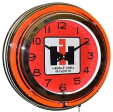 International Harvester IH Sign 15" Red Double Neon Clock