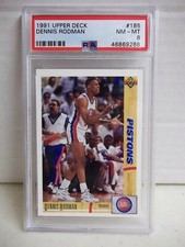 1991 Upper Deck Dennis Rodman PSA NM-MT 8 Card #185 NBA HOF Detroit Pistons 