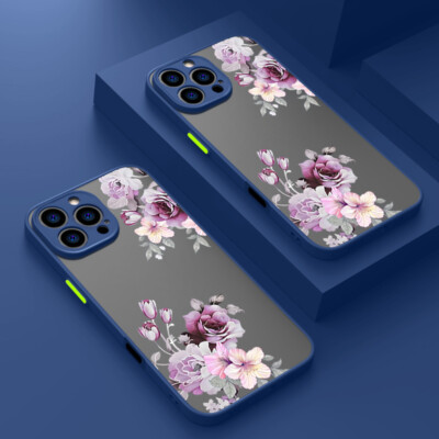 Hülle für iPhone 16 15 Pro Max 14 13 12 11 Blume Acryl Matte Schutz Case Bumper