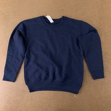Rabbit Skins Youth Size 5/6 Navy Blue Fleece Crew Neck Pullover Sweatshirt New