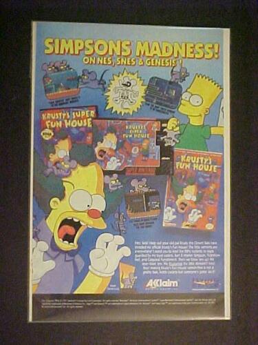 RARE NINTENDO SIMPSONS HOME VIDEO GAME CARTRIDGER PRINT AD ORIGINAL VINTAGE 1992 - Afbeelding 1 van 5