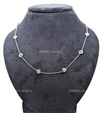 2ct Round Cut Lab-Created Diamond Yard Station Necklace Real 925 Sterling Silver