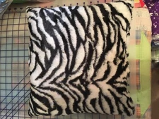 Zebra print pillow faux fur silky fleece very soft black white fuzzy