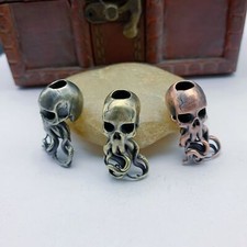 Brass Lanyard Knife Beads Pendant For Spyderco DIY Octopus Skull Bead