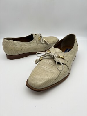 GIORGIO BRUTINI Genuine Snake Skin Oxfords Cream Beige Color Size M 