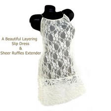 Cream Lace Tank Slip Dress with Ruffles Extender. A beautiful base for layering.