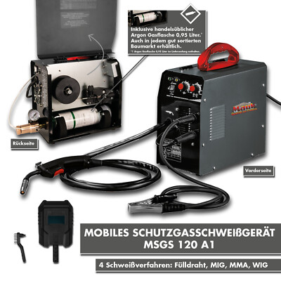 Mobiles Mauk Schutzgasschweißgerät MSGS 120 mit integrierter Argon-Gasflasche