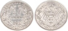 Deutsches Kaiserreich 50 Pfennig Silber 1901 a J.15 vz-st 128687