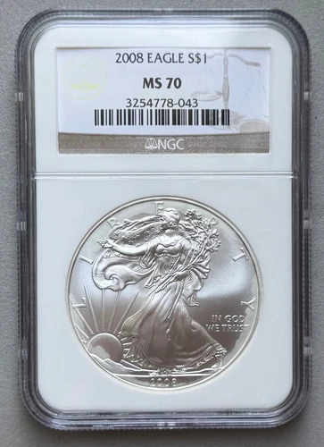 2008 EAGLE S$1 Silver Coin NGC MS70;X664