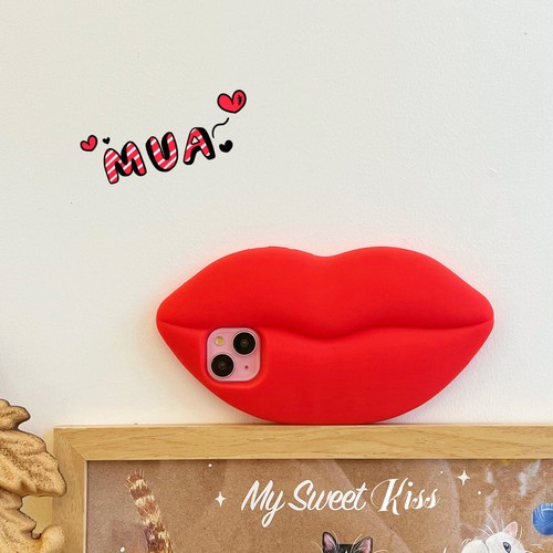 For iPhone 15 14 13 12 11 7 Hot Cool 3D Sexy Red Lips Silicone Phone Case Women - Picture 2 of 13