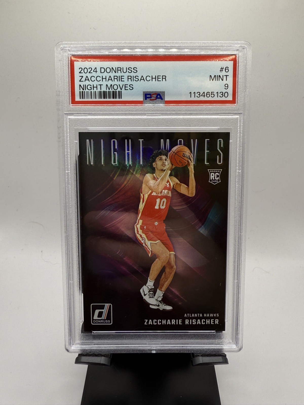 2024 Donruss #6 Zaccharie Risacher Night Moves Case Hit Rookie RC Hawks PSA 9