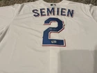 Marcus Semien Texas Rangers #2 White Signed Baseball Jersey BAS Witnessed