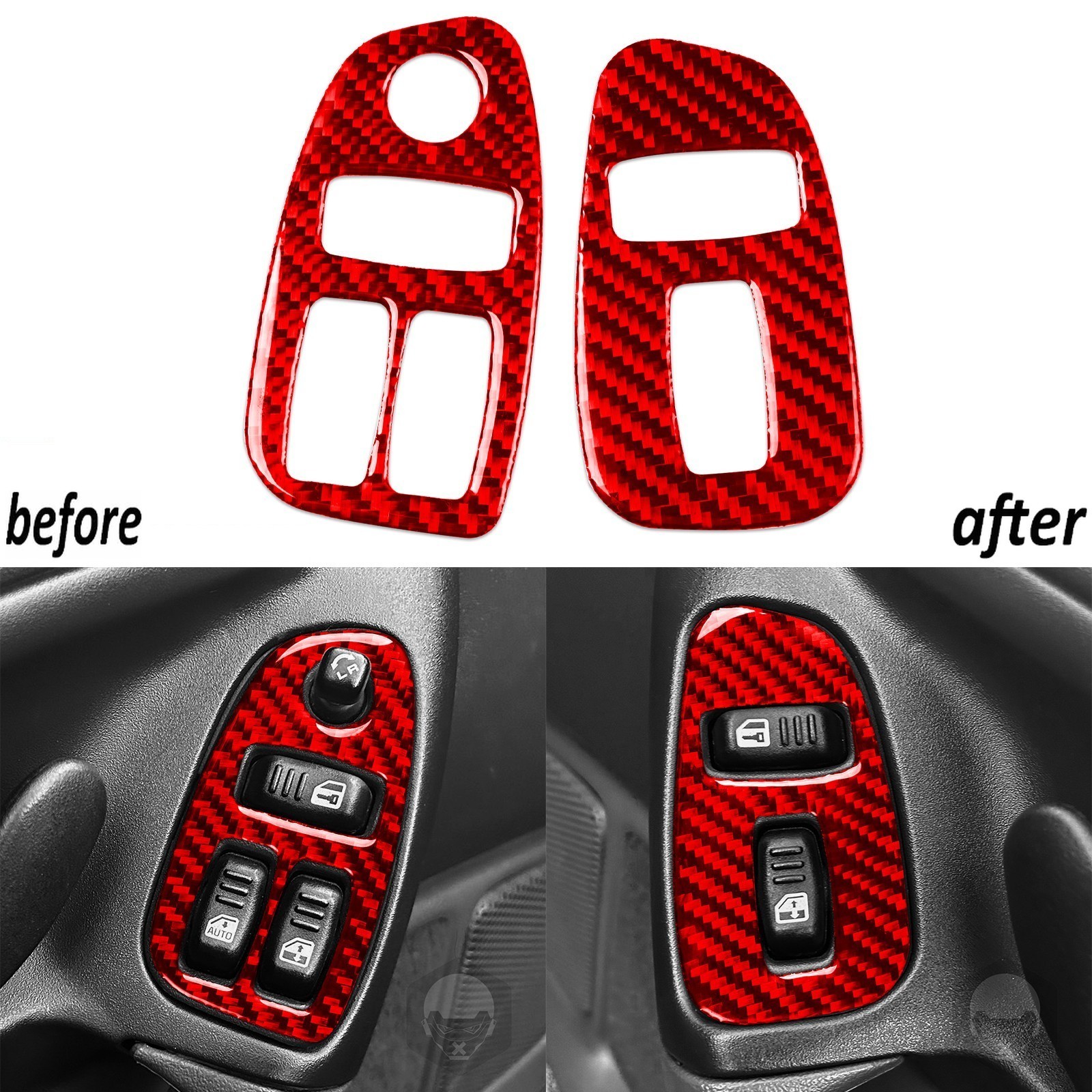 Red Carbon Fiber Interior Window Lift Switch Cover For Chevrolet Camaro 1997-02