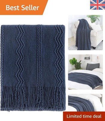 Vielseitige 127x152cm Marine Strickdecke - Perfekt für Zuhause & Reisen