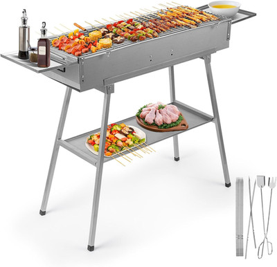 Portable Charcoal Grill Outdoor Cooking, 32 L X 10 W Folded Camping Barbecue Gri