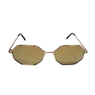 Quay On A Dime Sunglasses Mirrored Hexagonal Large Gold-Tone Yellow Unisex