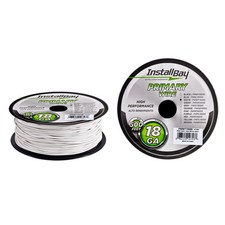 INSTALLBAY PWWT18500 Primary Wire 18 Gauge All Copper White Coil - 500 ft