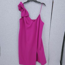 Adrianna Papell Stretch Crepe Pink Asymmetrical Split Dress Womens Size 18W