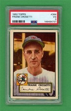 1952 Topps #384 Frank Crosetti ** CENTERED ** PSA VG 3 ** NY Yankees High Number