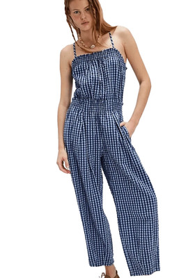  $148 Free People Retro Heatwave Gingham One-Piece /Jumpsuit  Size L #564