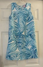 Lilly Pulitzer Mila Shift Dress Sea Ruffles Blue White Hidden Tiger Small Resort