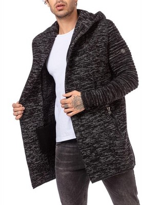 Redbridge Herren Strickjacke Cardigan Pullover Jacke Stehkragen Kapuze Knit