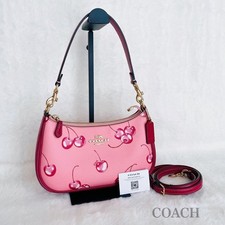 COACH Teri Pink Cherry Print One Shoulder Crossbody Bag Auth