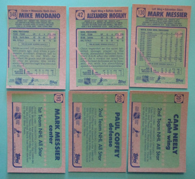 6 -1990/91 Topps Blank Front ERROR Cards- Modano (R) Mogilny (R) Messier Neely++