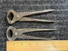 TWO Farrier Nippers Blacksmith Pliers (Vaughn & Bushnell and unbranded) 6"