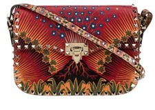 VALENTINO Rockstud Volcano Calfskin Flap Shoulder Bag Red - MSRP $4,000