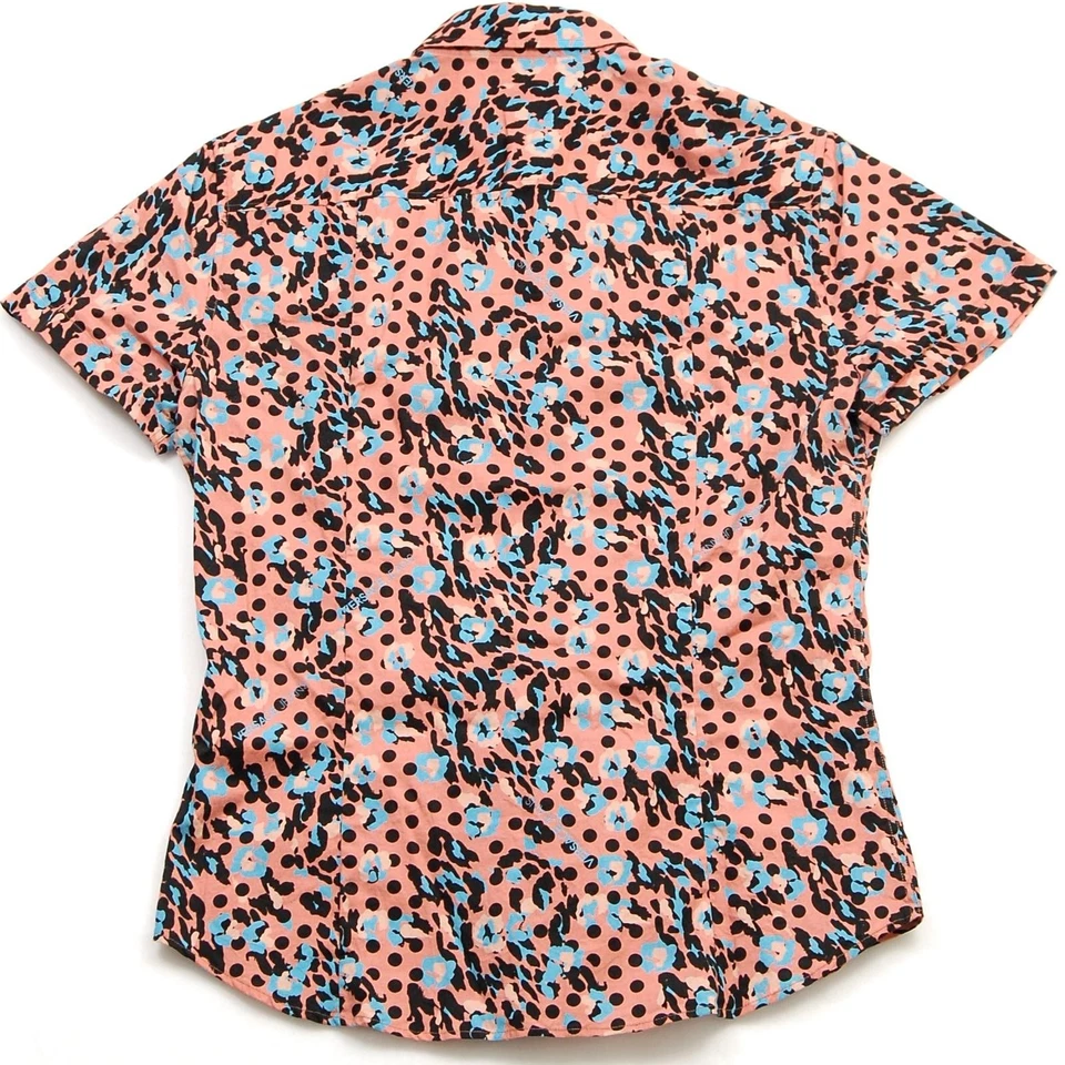 Versace джинсы рубашка мужская средний розовый горошек леопард на пуговицах сделано в США - Изображение 2 из 4