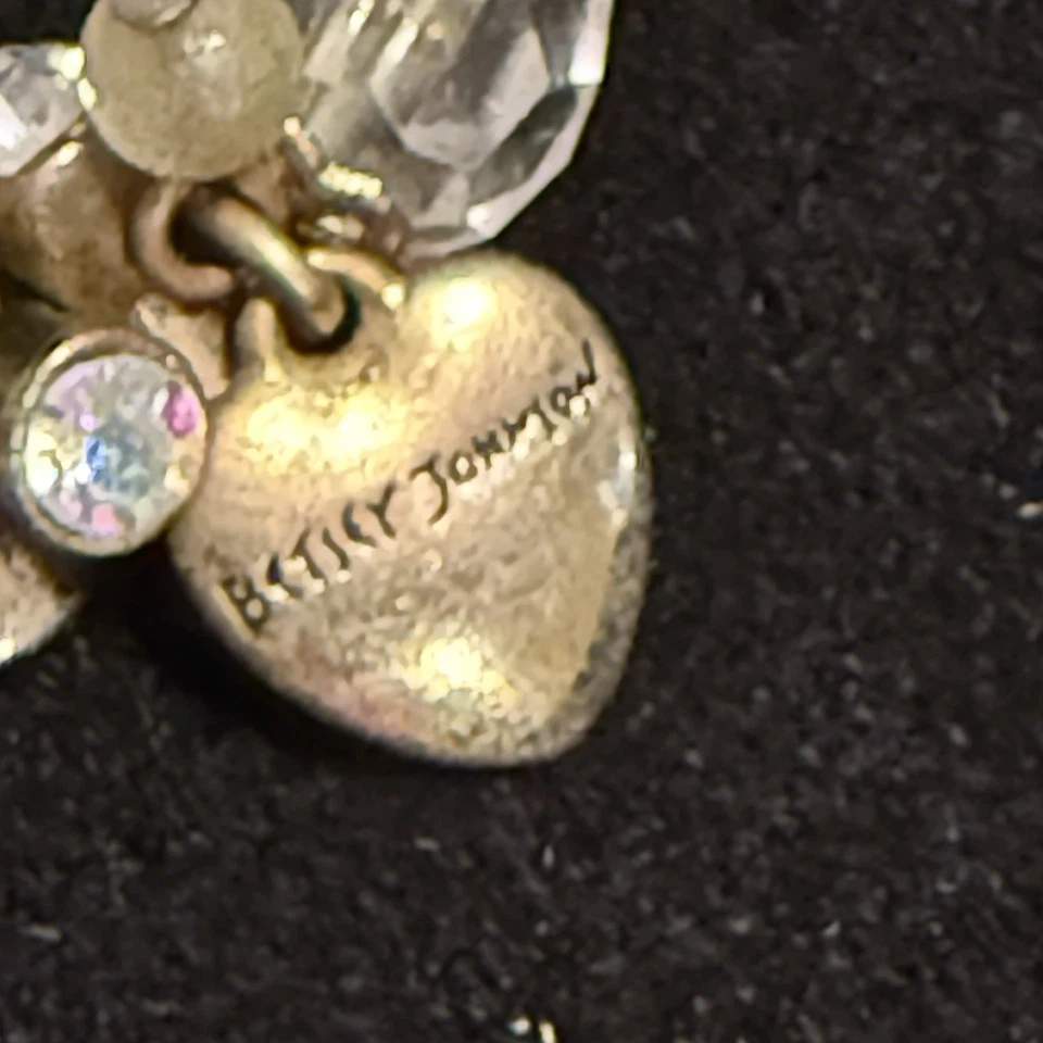 Brazalete elástico con cuentas facetadas retro Betsey Johnson tono dorado pila de cristal Foto 3 de 4