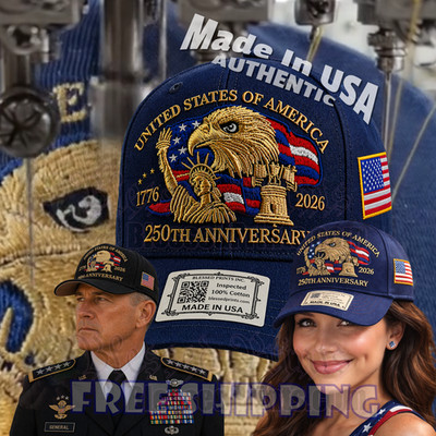 USA 250th Anniversary Hat Cap Eagle 1776 2026 Navy  Embroidered Made In USA V2.0