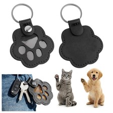 Cat and Dog Fur Storage Keychain,Pet Paw Shaped Leather Keychain for Pets Fur...