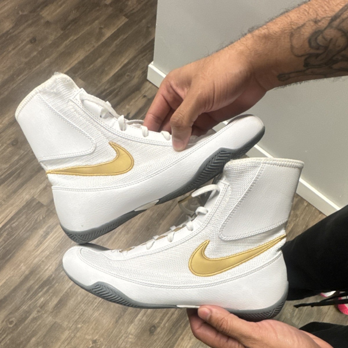 Nike Machomai 2 White & Gold Men's High-Top Boxing Shoes for