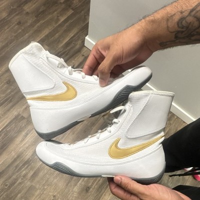 Nike Machomai 2 White & Gold Men's High-Top Boxing Shoes for Boxing Training
